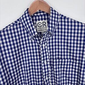 CR Ranchwear Gingham Shirt Mens Large Blue Western Yoke Handmade In Texas
